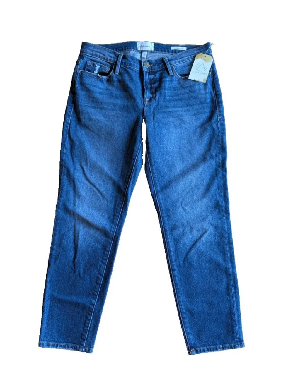 FRAME Medium Wash La Garcon Crop Blue Jeans, Size 26